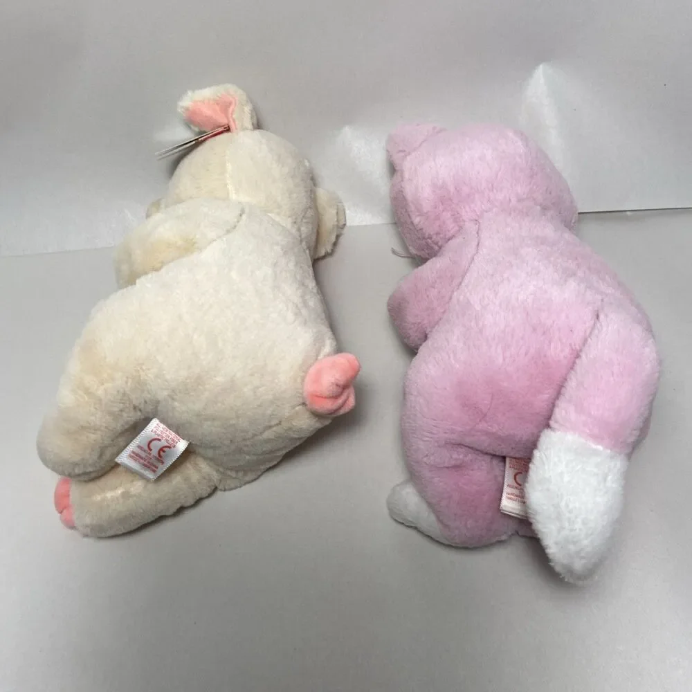 Ty Beanie Bellies Penelope Pink Pig and Lilibelle Pink White Cat Kitty Lot of 2